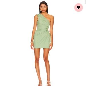 One-Shoulder Green Mini Dress